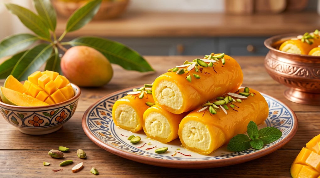 மாம்பழ சந்தேஷ் ரோல்ஸ் (Mango Sandesh Rolls)
