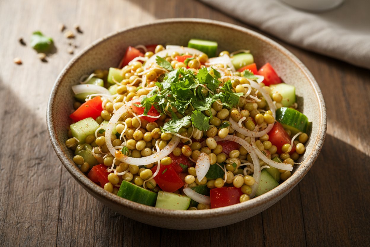 অঙ্কুরিত মুগ ডাল ও শসার চাট